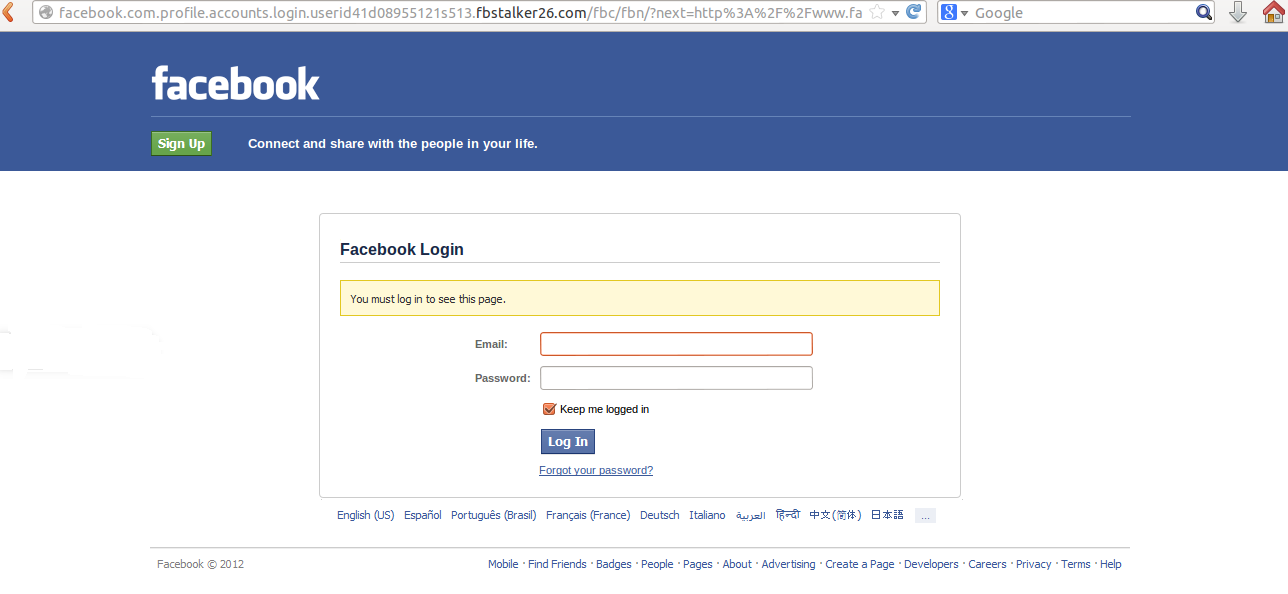 facebook phishing